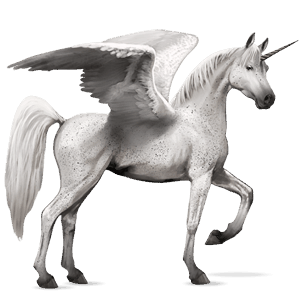 winged riding unicorn fleabitten grey