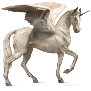 winged riding unicorn akhal-teke cremello