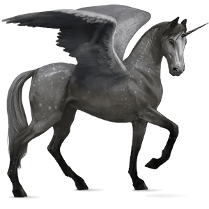 winged riding unicorn dapple grey