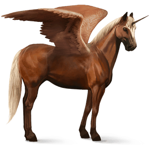 winged riding unicorn flaxen chestnut 