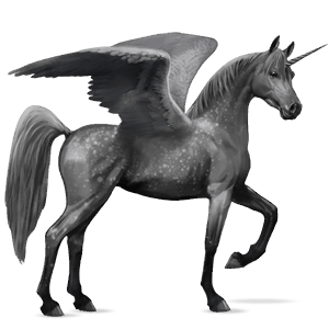 winged riding unicorn dapple grey