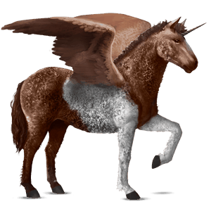 winged riding unicorn liver chestnut tobiano