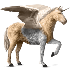 winged riding unicorn french trotter dapple grey