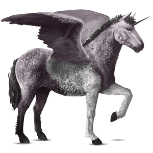 winged riding unicorn dapple grey