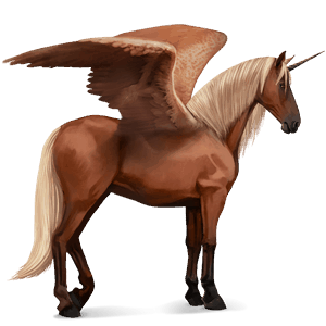 winged riding unicorn purebred spanish horse flaxen chestnut 