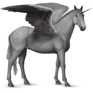 winged riding unicorn camargue dapple grey