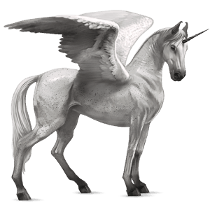 winged riding unicorn camargue fleabitten grey