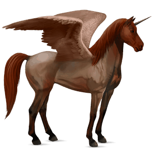 winged riding unicorn quarter horse cherry bay