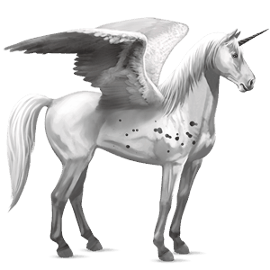 winged riding unicorn dapple grey