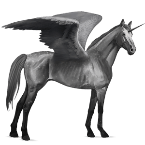 winged riding unicorn dapple grey