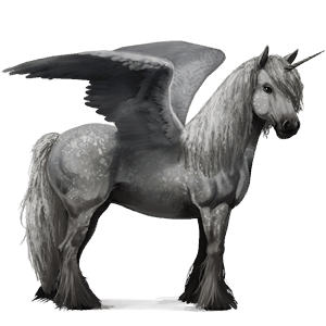 winged riding unicorn camargue dapple grey