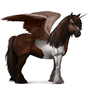 winged riding unicorn dark bay