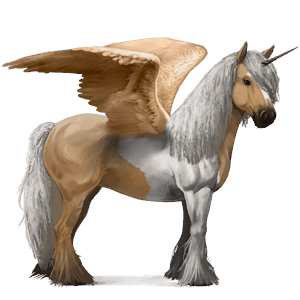 winged riding unicorn akhal-teke dun