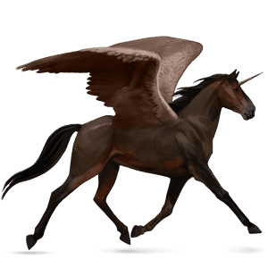 winged riding unicorn french trotter dark bay